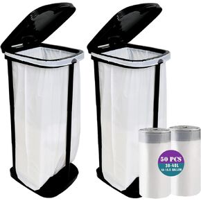 Portable Trash Bag Holder Collapsible Trash can with 25 PCS Drawstring Trash Bags | Expandable Outdoor Waste Bins Camping Accessories for Indoor Outdoor RV Picnic Kitchen Home Use | Blue Cover in Saudi Arabia