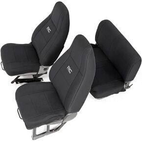 Rough Country Neoprene Seat Covers Front/Rear Black Fits 1987-1990 [ Jeep ] Wrangler YJ Custom Fit Water Resistant 91008