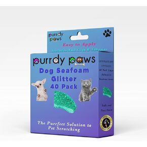 Purrdy Paws 40-Pack Soft Nail Caps for Dogs Claws Seafoam Glitter X-Large