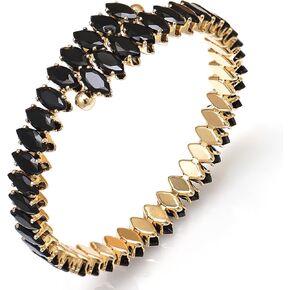 Rhinestone Cuff Bracelet Cubic Zirconia Tennis Bracelets Open Adjustable Elastic Bangle for Women