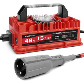 EPOWREY 15 AMP 48 Volt Golf Cart Battery Charger for Club Car 3-Pin Round Plug