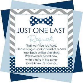 Bow Tie Books for Baby Shower Cards, Invitation Inserts Boys Book Request, Bring Book Instead of Cards Poem, Cute Storybook-Theme Ideas, 25 Pack