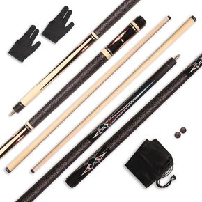 Phantasilet 2-Piece 58" Pool Sticks Maple Wood Billiard Cue Sticks Professional Pool Cue Stick House Bar Billiard Cue Pool Table Accessories, 2 Pack with Cue Bag Cue tip and Gloves in Kuwait