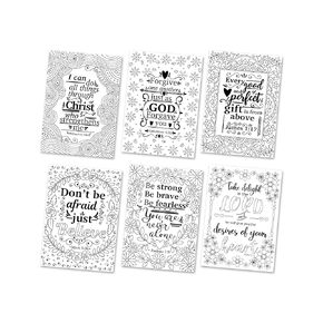 Bible Coloring Postcards for Adults & Kids, Set of 6 Colorable cards to Wish Family, Friends & Teachers, Size 5 x 7 Inches Christian Gifts