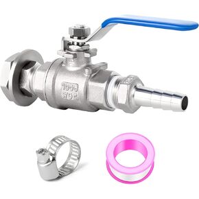 TAISHER 304 الفولاذ المقاوم للصدأ 1/2 "NPT مجموعة صمامات كروية كاملة التحمل مع حشوات الحاجز والحلمة وتركيب خرطوم بار in Kuwait