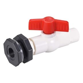 uxcell PVC Ball Valve Connector Spigot Kit G1/2, with Bulkhead Fitting Adapter, Grey White Red for Water Tank
