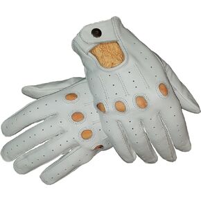 White Sheepskin leather driving gloves for men