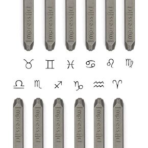 ImpressArt - Signature Zodiac Sign Metal Stamp Pack - 12 Horoscope Designs