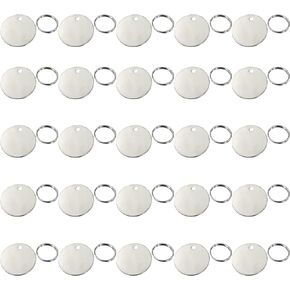 1.18 Inch 25Pcs Round Stainless Steel Stamping Blank Tags with Hole