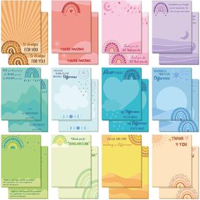 Teling 24 Pcs Inspirational Sticky Notes First Day of School Note 3 x 4 Inch Rainbow Appreciation Spanish Sticky Notes Motivational Memo Pads Employee Appreciation Gifts(Thankful)