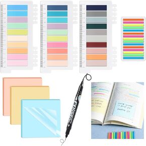 Book Annotation Kit 1050PCS Book Tabs with Marker Pen Transparent Sticky Notes Sticky Tabs Book Markers Index Tabs for Aesthetic School Book Annotation Supplies