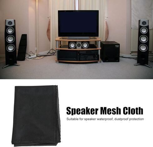 Speaker Grill Cloth, Polyester Breathable Speaker Mesh Fabric Protector, Transparent Speaker Stereo Cover Apply to Decoration, Waterproof, Dustproof (Black) in Saudi Arabia