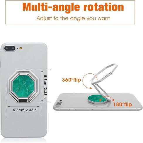cobee Cell Phone Ring Holder Finger Kickstand, 360° Rotation Metal Cellphone Back Grip Foldable Cell Phone Stand Adjustable Phone Holder Compatible with Most Smartphones(Rose Red Marbling) in Kuwait