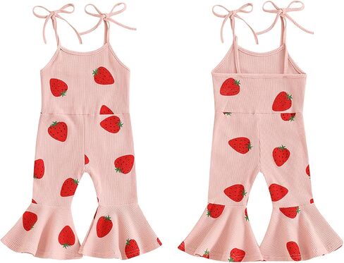 CHAUKAREAUL Toddler Girl Summer Jumpsuit Floral Print Sleeveless Flared Jumpsuit Romper Bell Bottom Clothes in Kuwait