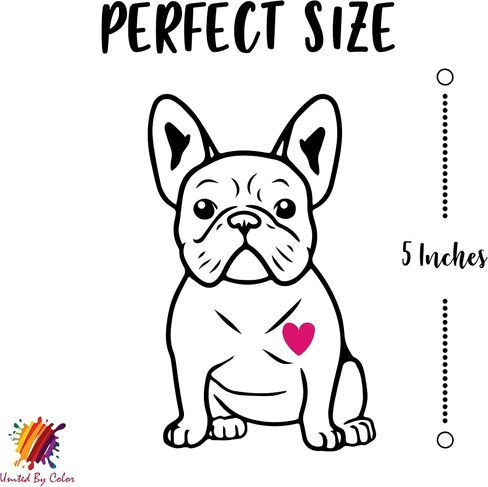 French Bulldog Sticker 5-by-3 Inches - Strong Adhesive Waterproof Frenchie Car Decal - Transparent and Used for Car, Laptop, Water Bottle, Wall in Saudi Arabia
