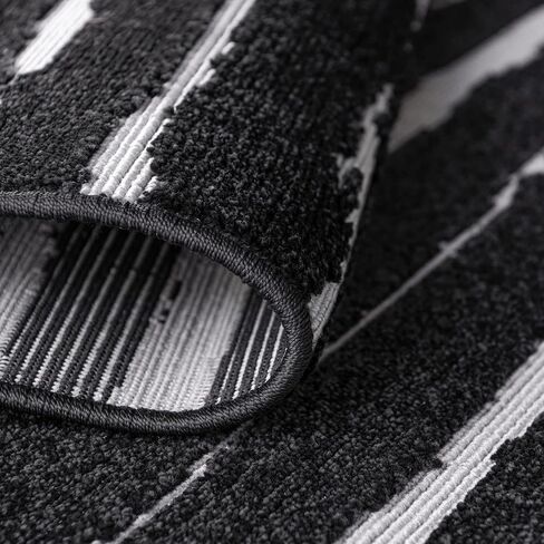 مجموعة فريدة من نوعها من Loom Sabrina Soto Outdoor Collection، سجادة منطقة منحوتة مخططة، حديثة، نابضة بالحياة، 2 قدم × 8 قدم، أزرق فاتح/عاجي in Kuwait
