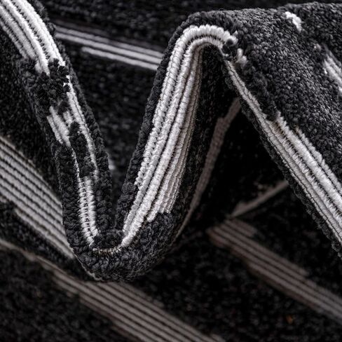 مجموعة فريدة من نوعها من Loom Sabrina Soto Outdoor Collection، سجادة منطقة منحوتة مخططة، حديثة، نابضة بالحياة، 2 قدم × 8 قدم، أزرق فاتح/عاجي in Kuwait