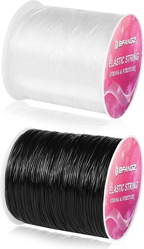 Elastic Beading Cord:100M 0.5 Elastic Bracelet String, Stretchy String for Bracelet, String for Bracelet Making, Elastic String for Bracelets, String for Jewelry Making(Black,White) in Saudi Arabia