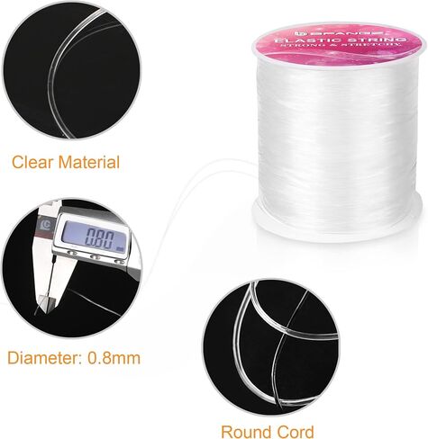 Elastic Beading Cord:100M 0.5 Elastic Bracelet String, Stretchy String for Bracelet, String for Bracelet Making, Elastic String for Bracelets, String for Jewelry Making(Black,White) in Saudi Arabia