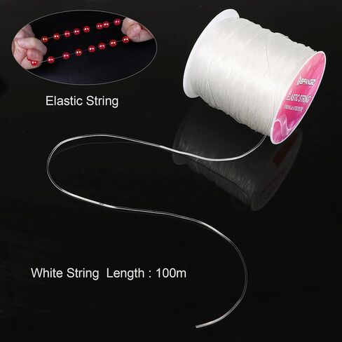 Elastic Beading Cord:100M 0.5 Elastic Bracelet String, Stretchy String for Bracelet, String for Bracelet Making, Elastic String for Bracelets, String for Jewelry Making(Black,White) in Saudi Arabia