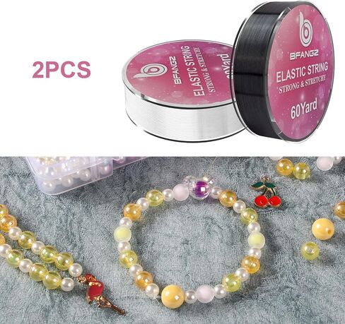 Elastic Beading Cord:100M 0.5 Elastic Bracelet String, Stretchy String for Bracelet, String for Bracelet Making, Elastic String for Bracelets, String for Jewelry Making(Black,White) in Saudi Arabia