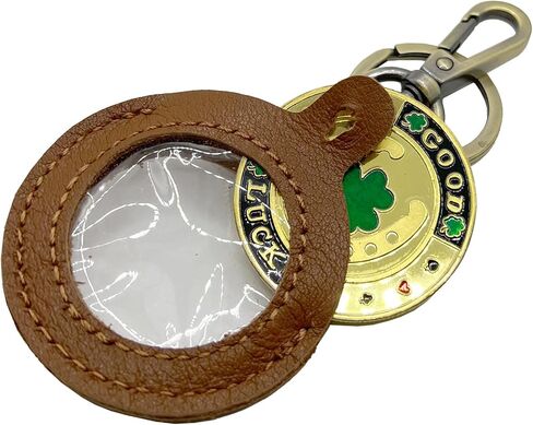 Double-sided Display Leather Coin Holder Keychain for AA Medallion, Standard Challenge Coin,Compatible with Apple AirTag in Saudi Arabia