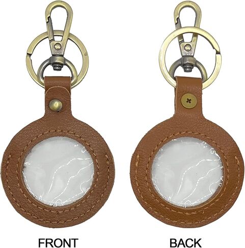 Double-sided Display Leather Coin Holder Keychain for AA Medallion, Standard Challenge Coin,Compatible with Apple AirTag in Saudi Arabia