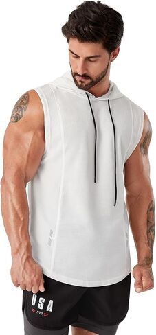 Verdusa Men's Sleeveless Hooded Tank Top Workout Hoodies Shirts in Kuwait