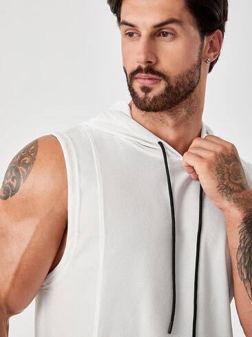 Verdusa Men's Sleeveless Hooded Tank Top Workout Hoodies Shirts in Kuwait