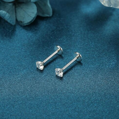 LOLIAS 20G 18G 16G Threadless Nose Studs Rings for Women Men 316L Surgical Steel Push in Flat Back Earrings CZ Lip Labret Nose Rings Studs Cartilage Helix Conch Medusa Nostril Tragus Piercing Jewelry 6mm 8mm 10mm Length in Kuwait