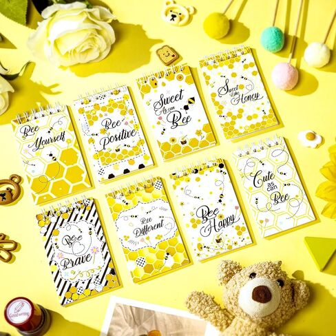 Fainne 48 Pack Mini Spiral Notepads Cute Bee Notebook small Journal Pocket Notebook 8 Styles Honey note pads for Kids Teacher Classroom Reward Supplies Bee Themed Birthday Party favors in Saudi Arabia