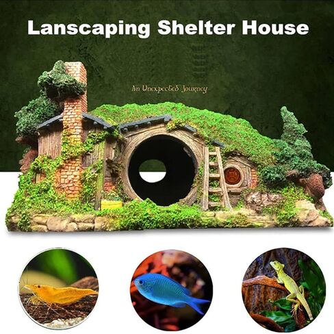 ديكورات حوض السمك، ديكور حوض السمك الكبير، ديكور الزواحف، ديكور منزل الهوبيت مع كهف سمكة بيتا in Kuwait