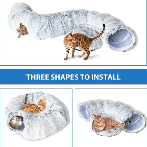 نفق للقطط على شكل كعكة مع سرير، أنفاق للقطط الرقيقة للقطط الداخلية، هدية مضحكة لعبة نفق للقطط قابلة للطي مع كرات معلقة، نوع S أو نفق للقطط الدائرية للقطط الصغيرة الكبيرة والأرنب والنمس - رمادي in Kuwait