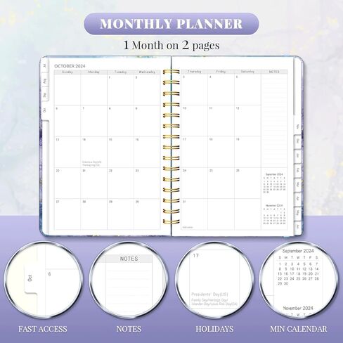 مخطط أسبوعي وشهري 2024-2025 للعام الدراسي، مخطط مدرسي يومي A5 مع علامات تبويب، مخطط جدول أعمال غلاف فني من يوليو 2024 إلى يونيو 2025، مخطط الطلاب 8.5 بوصة × 6.1 بوصة in Kuwait