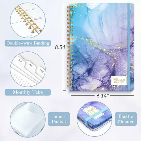 مخطط أسبوعي وشهري 2024-2025 للعام الدراسي، مخطط مدرسي يومي A5 مع علامات تبويب، مخطط جدول أعمال غلاف فني من يوليو 2024 إلى يونيو 2025، مخطط الطلاب 8.5 بوصة × 6.1 بوصة in Kuwait