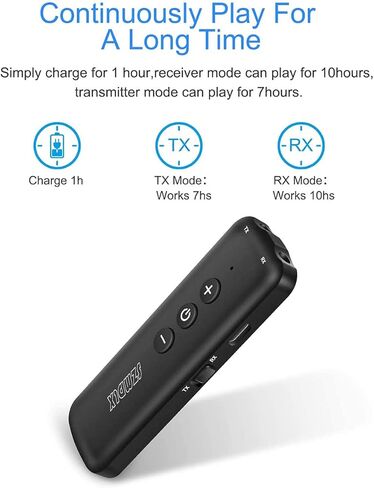 Bluetooth 5.0 Transmitter and Receiver, 3-in-1 Wireless Bluetooth Adapter,Bluetooth Audio Adapter with 3.5mm AUX Stereo Output for TV,PC,car, Headset,Headphone,Earbud Home Stereo System (black1) in Kuwait