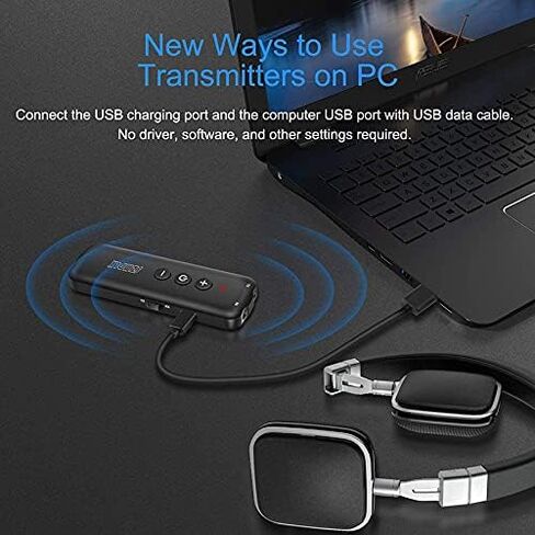 Bluetooth 5.0 Transmitter and Receiver, 3-in-1 Wireless Bluetooth Adapter,Bluetooth Audio Adapter with 3.5mm AUX Stereo Output for TV,PC,car, Headset,Headphone,Earbud Home Stereo System (black1) in Kuwait