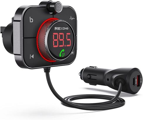 شاحن سيارة FMT2 FM Transmitter - بلوتوث 5.0، منفذ MicroSD، USB ونوع C، QC 3.0، صوت جهير محسن، مكالمات بدون استخدام اليدين، متوافق مع Siri وGoogle Assistant in Kuwait