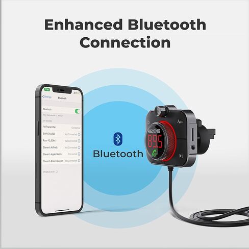 شاحن سيارة FMT2 FM Transmitter - بلوتوث 5.0، منفذ MicroSD، USB ونوع C، QC 3.0، صوت جهير محسن، مكالمات بدون استخدام اليدين، متوافق مع Siri وGoogle Assistant in Kuwait