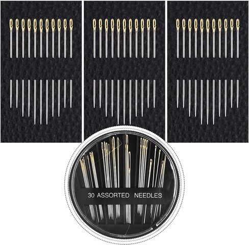FEPITO 66 قطعة إبر خياطة ذهبية إبر خيوط ذاتية إبر يدوية خياطة دبابيس أدوات خياطة يدوية مطرزة in Kuwait