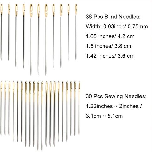 FEPITO 66 قطعة إبر خياطة ذهبية إبر خيوط ذاتية إبر يدوية خياطة دبابيس أدوات خياطة يدوية مطرزة in Kuwait