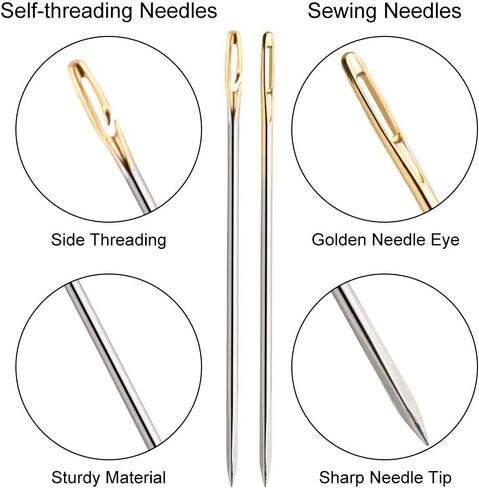 FEPITO 66 قطعة إبر خياطة ذهبية إبر خيوط ذاتية إبر يدوية خياطة دبابيس أدوات خياطة يدوية مطرزة in Kuwait