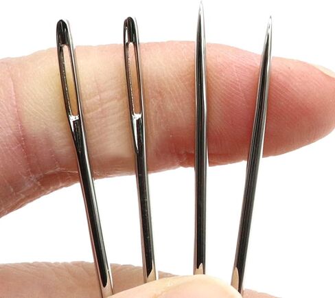 إبرة خياطة يدوية كبيرة للعين - إبر خياطة ياوال عين كبيرة، إبرة غرز متقاطعة، إبر جلدية للخياطة اليدوية، إبر حادة للعين الكبيرة مع علبة إبرة خشبية، تخزين إبرة التطريز in Kuwait