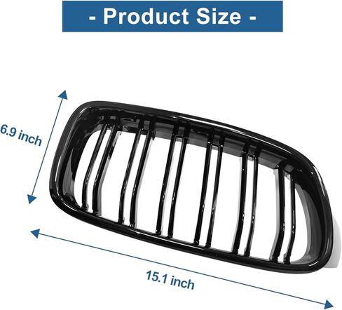 AIVDIG F30 Grille Grill، واقيات شبكة ABS للكلية الأمامية لعام 2012 2013 2014 2015 2016 2017 2018 BMW 3-Series F30 F31 F35 328i 335i 320i 330i 340i (شرائح سوداء لامعة مزدوجة) in Kuwait
