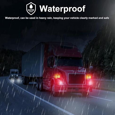 60 مصباح LED مزدوج الوجه من مصابيح الركيزة باللون الكهرماني/الأحمر لإيقاف مقطورة الشاحنة الذيل وأضواء إشارة الانعطاف مع أضواء التخليص المنعكس الجانبي وعدسة واضحة 3 مسامير مثبتة على أضواء العلامات الجانبية in Kuwait
