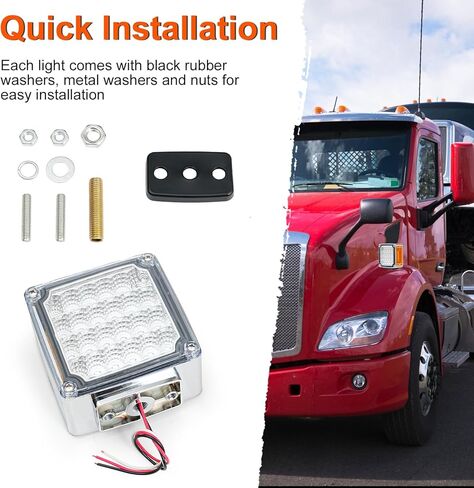 60 مصباح LED مزدوج الوجه من مصابيح الركيزة باللون الكهرماني/الأحمر لإيقاف مقطورة الشاحنة الذيل وأضواء إشارة الانعطاف مع أضواء التخليص المنعكس الجانبي وعدسة واضحة 3 مسامير مثبتة على أضواء العلامات الجانبية in Kuwait