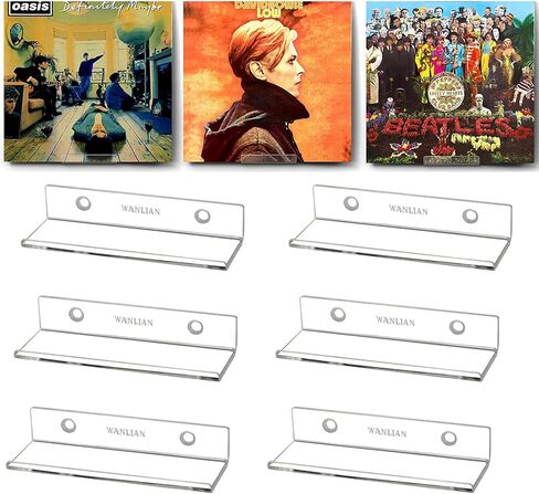 WANLIAN Vinyl Record Holder 6 Pack, Clear Vinyl Record Shelf Wall Mount, Acrylic Album Record Holder Display Your Daily LP Listening in Office Home in Saudi Arabia