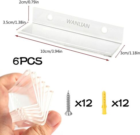 WANLIAN Vinyl Record Holder 6 Pack, Clear Vinyl Record Shelf Wall Mount, Acrylic Album Record Holder Display Your Daily LP Listening in Office Home in Saudi Arabia