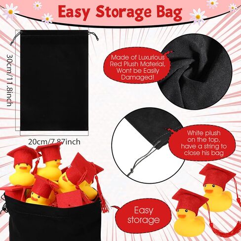 Jerify 48 Pcs Graduation Rubber Ducks with Grad Cap 2024 Diploma Grad Rubber Duck Graduation Party Bath Duck Graduation Cap Duck with Storage Bag for Student Graduation Gifts Party Favor(Gold) in Saudi Arabia