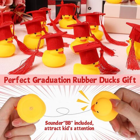 Jerify 48 Pcs Graduation Rubber Ducks with Grad Cap 2024 Diploma Grad Rubber Duck Graduation Party Bath Duck Graduation Cap Duck with Storage Bag for Student Graduation Gifts Party Favor(Gold) in Saudi Arabia